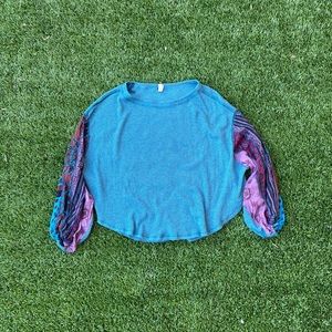 Free People Blossom Sleeve Thermal Sweatshirt